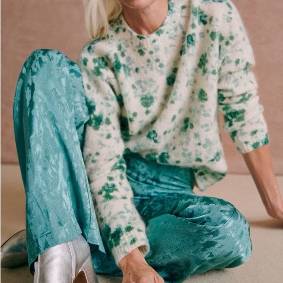 Sezane Amaya Jumper Peonies Vert - Size S - Picture 2 of 4